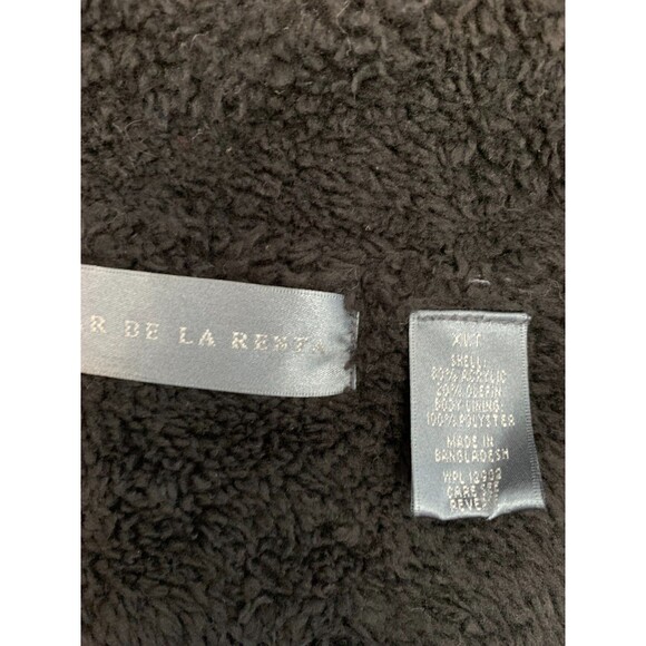 Oscar de la Renta Sweater Jacket Mens XLT Faux Shearling Lined Cable Knit Zip-Up - Picture 9 of 9